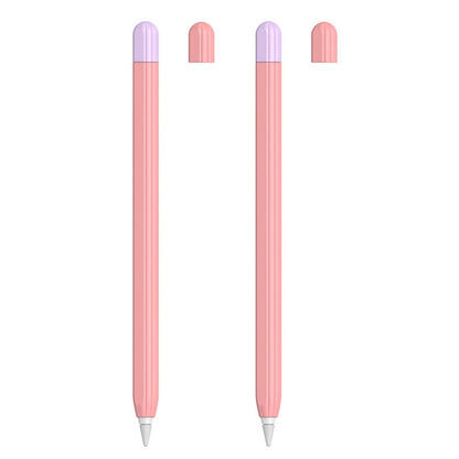 2 Sets 5 In 1 Stylus Silicone Protective Cover + Two-Color Pen Cap + 2 Nib Cases Set For Apple Pencil 2 (Pink) by buy2fix