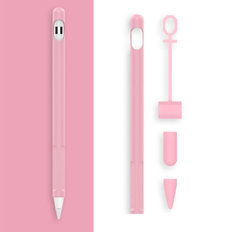 2 Sets 4 In 1 Stylus Silicone Protective Cover + Anti-Lost Rope Set For Apple Pencil 1(Fresh Pink) by buy2fix