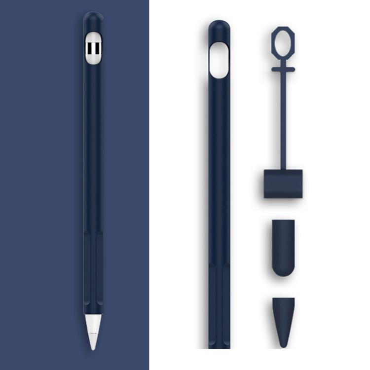 2 Sets 4 In 1 Stylus Silicone Protective Cover + Anti-Lost Rope Set For Apple Pencil 1(Midnight Blue) by buy2fix