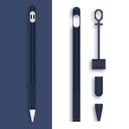2 Sets 4 In 1 Stylus Silicone Protective Cover + Anti-Lost Rope Set For Apple Pencil 1(Midnight Blue) by buy2fix