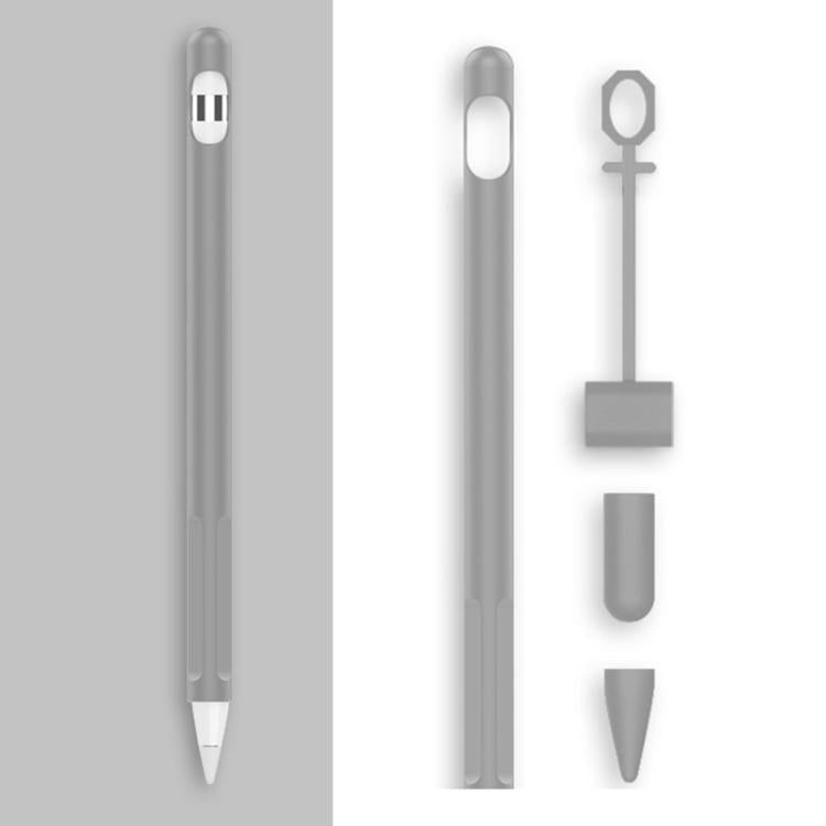 2 Sets 4 In 1 Stylus Silicone Protective Cover + Anti-Lost Rope Set For Apple Pencil 1(Business Gray) by buy2fix