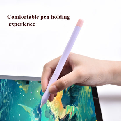 5sets 3 in 1 Stylus Silicone Protective Cover + Two-Color Pen Cap Set For Apple Pencil 2(Purple) by buy2fix