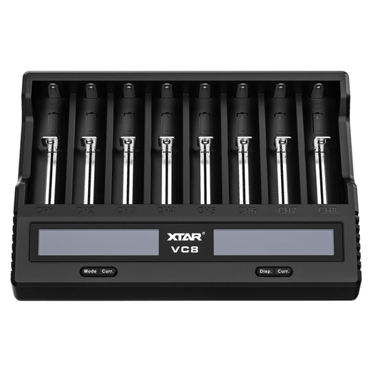 XTAR 8-Slot Battery Charger LCD Display Charger QC3.0 Type C Fast Charger for 21700 / 18650 Battery, Model: VC8