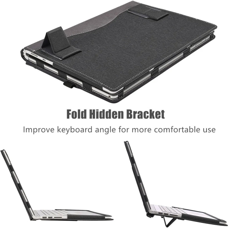 For Samsung Galaxy Book 2 Pro 13.3 Inch Leather Laptop Anti-Fall Protective Case With Stand(Black) by buy2fix