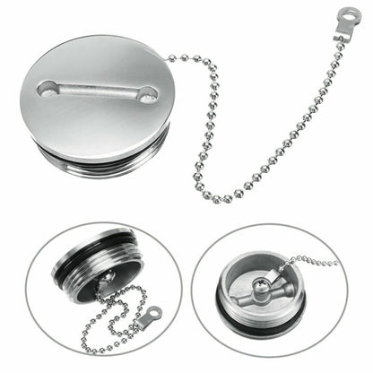 38mm Stainless Steel Boat Deck Fill Filler Replacement Cap + Chain Boat Replacement Accessories - Marine Accessories & Parts by buy2fix | Online Shopping UK | buy2fix