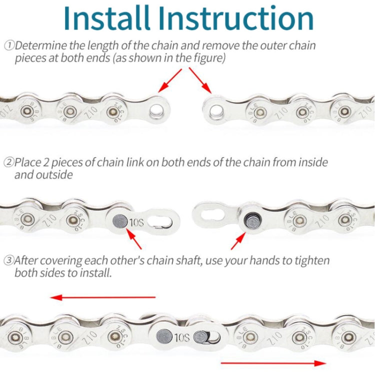 3 Pairs 9 Speed (Silver) ZH405 Mountain Road Bicycle Chain Magic Buckle Chain Quick Release Buckle - Bicycle Chains & Rounds by buy2fix | Online Shopping UK | buy2fix