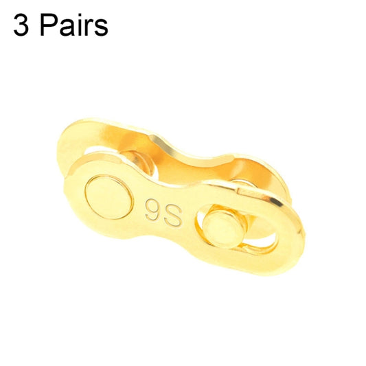 3 Pairs 9 Speed (Gold) ZH405 Mountain Road Bicycle Chain Magic Buckle Chain Quick Release Buckle - Bicycle Chains & Rounds by buy2fix | Online Shopping UK | buy2fix