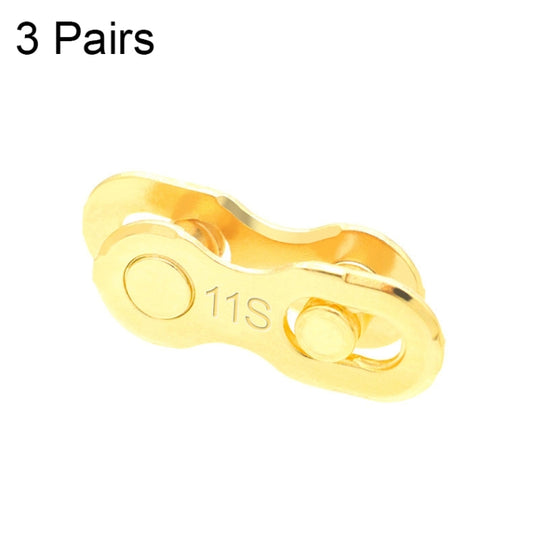 3 Pairs 11 Speed (Gold) ZH405 Mountain Road Bicycle Chain Magic Buckle Chain Quick Release Buckle - Bicycle Chains & Rounds by buy2fix | Online Shopping UK | buy2fix