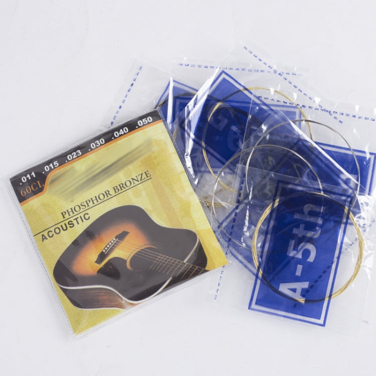 1 Set Folk Guitar Brass Strings Acoustic Guitar Set Strings 1-6(Yellow Packing 011) - String Instrument Accessories by buy2fix | Online Shopping UK | buy2fix