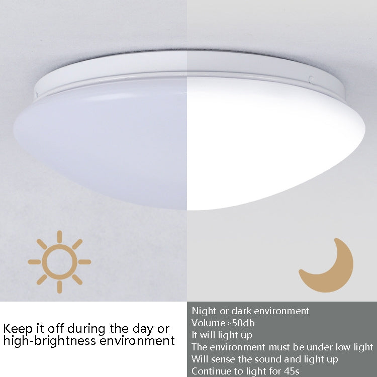 LED Sound Light Control Ceiling Lamp Round Corridor Intelligent Sensor Lamp, Power source: 24W 400mm(White) by buy2fix