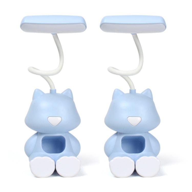 2 PCS FY6601 Cartoon Pen Holder Reading Desk Lamp LED Eye Protection Dormitory Student Bedroom Lamp(Blue) - Desk Lamps by buy2fix | Online Shopping UK | buy2fix
