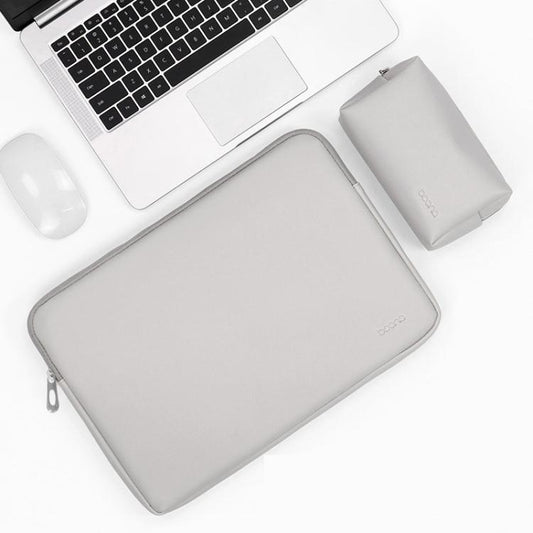 Baona BN-Q001 PU Leather Laptop Bag, Colour: Gray + Power Bag, Size: 16/17 inch - 15.6 - 17 inch by Baona | Online Shopping UK | buy2fix