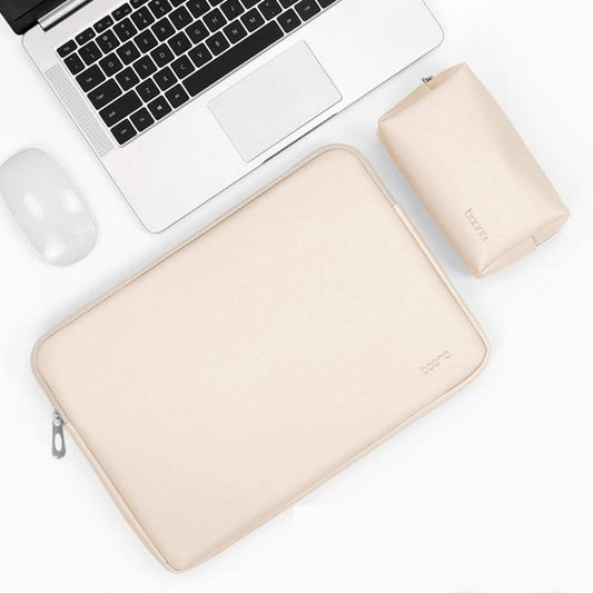 Baona BN-Q001 PU Leather Laptop Bag, Colour: Apricot + Power Bag, Size: 15/15.6 inch - 15 inch by Baona | Online Shopping UK | buy2fix