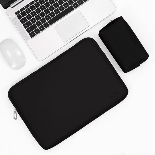 Baona BN-Q001 PU Leather Laptop Bag, Colour: Midnight Black + Power Bag, Size: 16/17 inch