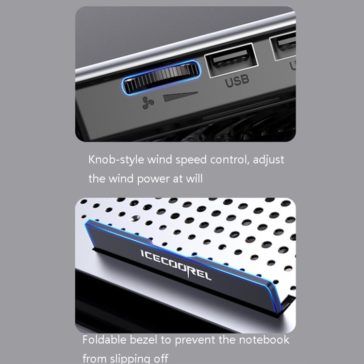 ICE COOREL Laptop Aluminum Alloy Radiator Fan Silent Notebook Cooling Bracket, Colour: Space Silver by ICE COOREL