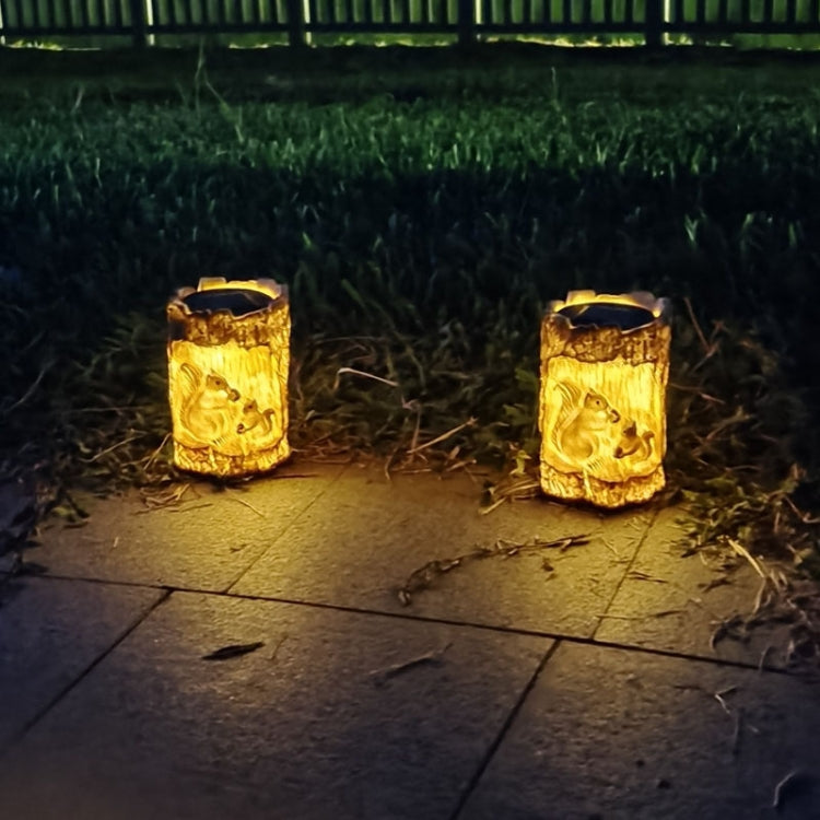 Solar Squirrel Tree Stump Christmas Decoration Light Garden Holiday Atmosphere Outdoor Landscape Light(Warm Light) by buy2fix