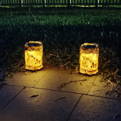 Solar Squirrel Tree Stump Christmas Decoration Light Garden Holiday Atmosphere Outdoor Landscape Light(Warm Light) by buy2fix