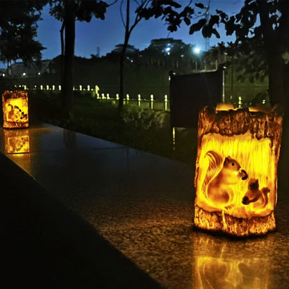 Solar Squirrel Tree Stump Christmas Decoration Light Garden Holiday Atmosphere Outdoor Landscape Light(Warm Light) by buy2fix