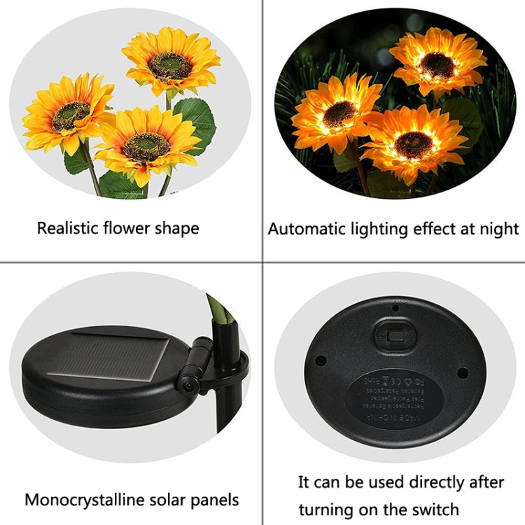 Solar Sunflower Decoration Light LED Garden Lawn Landscape Light, Specification: Three Heads by buy2fix