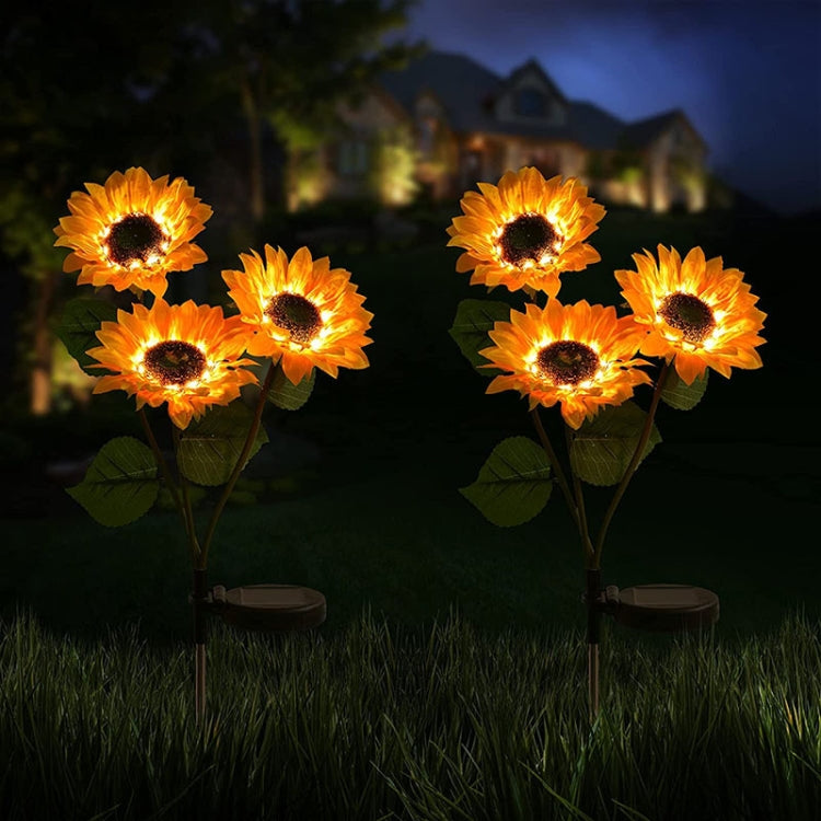 Solar Sunflower Decoration Light LED Garden Lawn Landscape Light, Specification: Three Heads by buy2fix
