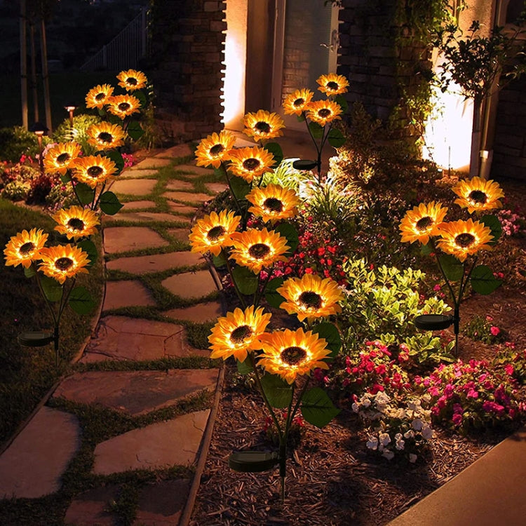 Solar Sunflower Decoration Light LED Garden Lawn Landscape Light, Specification: Three Heads by buy2fix