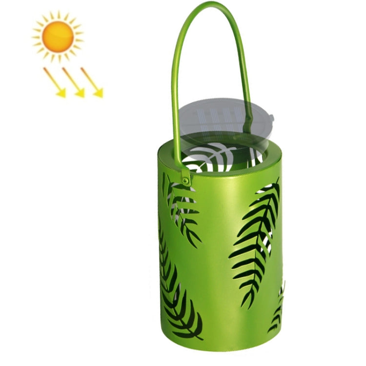 L3337 Solar Lawn Light Outdoor Waterproof Garden Decoration Hollow Leaf Iron Lantern(Green) by buy2fix