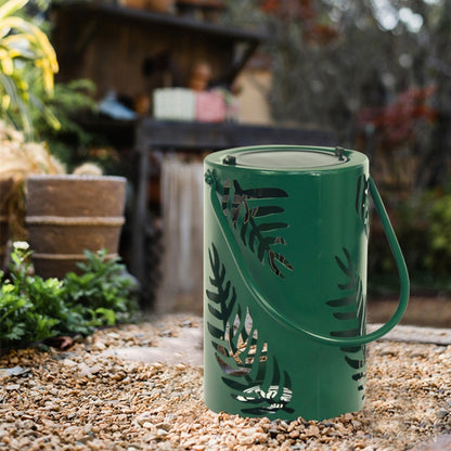L3337 Solar Lawn Light Outdoor Waterproof Garden Decoration Hollow Leaf Iron Lantern(Green) by buy2fix