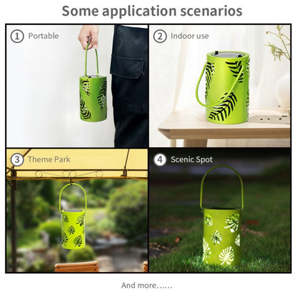 L3337 Solar Lawn Light Outdoor Waterproof Garden Decoration Hollow Leaf Iron Lantern(Green) by buy2fix