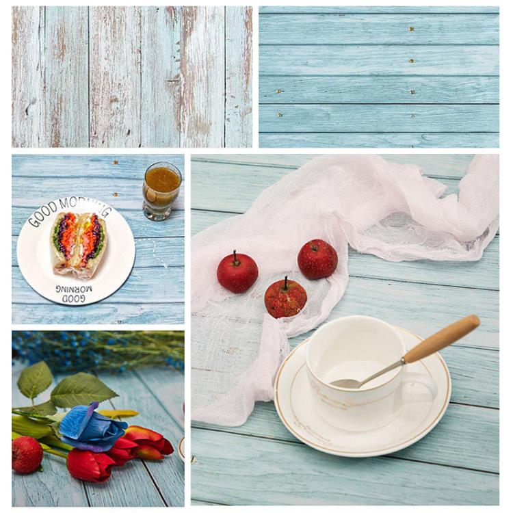 57 x 87cm Double-sided Photography Background Paper Shooting Props(85 Wood Grain Denim Blue) - Wood Floor by buy2fix | Online Shopping UK | buy2fix