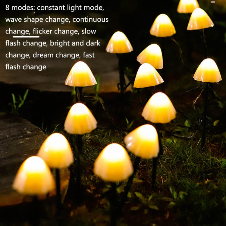3.8m 10 LEDs Solar Mushroom Lawn Light Outdoor Waterproof Garden Villa Landscape Decorative String Lights(Warm White Light) by buy2fix