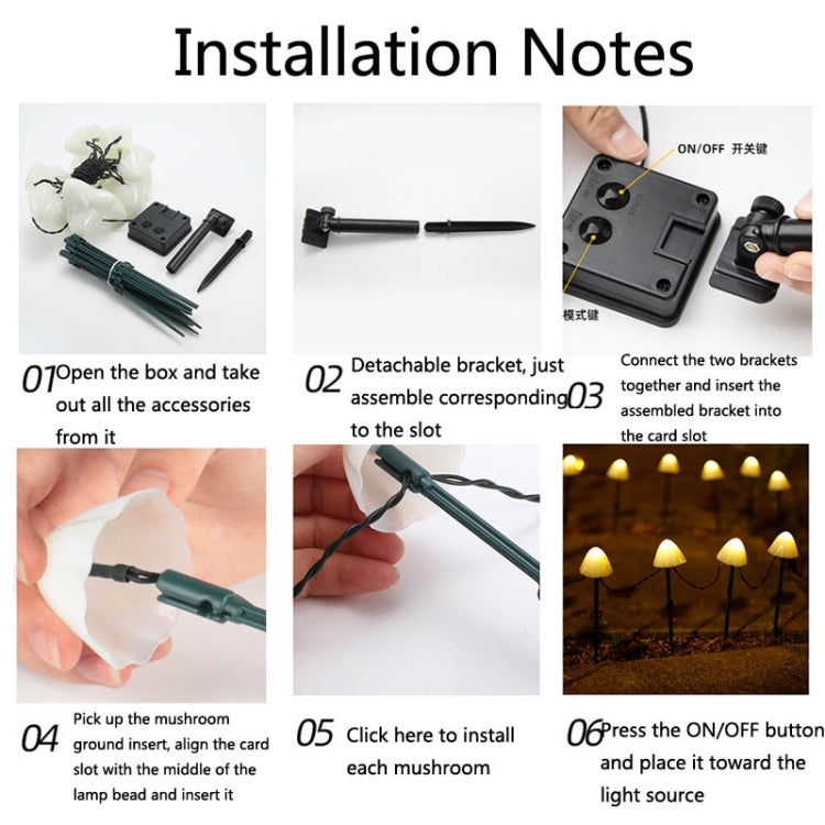 3.8m 10 LEDs Solar Mushroom Lawn Light Outdoor Waterproof Garden Villa Landscape Decorative String Lights(Warm White Light) by buy2fix