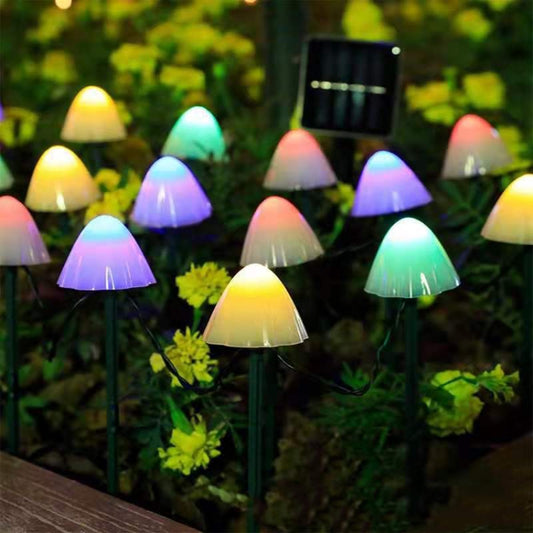6.5m 30 LEDs Solar Mushroom Lawn Light Outdoor Waterproof Garden Villa Landscape Decorative String Lights(Colorful Light) by buy2fix