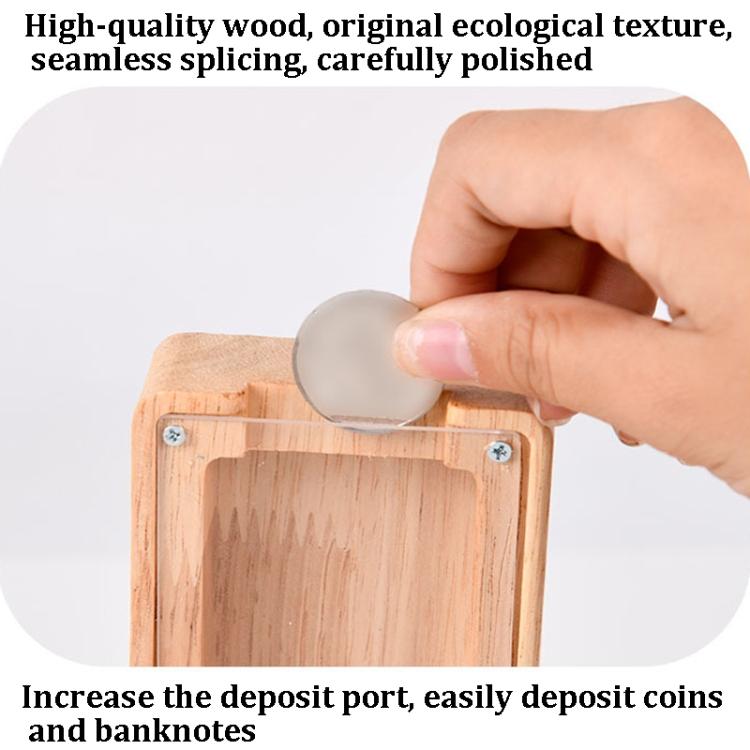 Wooden English Alphabet Piggy Bank Transparent Acrylic Piggy Bank(D) - Piggy Banks by buy2fix | Online Shopping UK | buy2fix