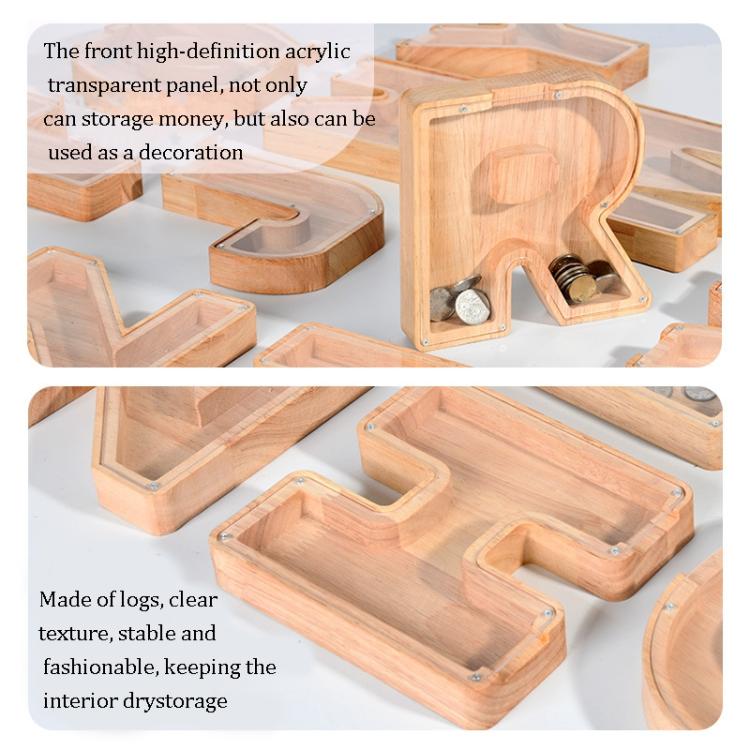 Wooden English Alphabet Piggy Bank Transparent Acrylic Piggy Bank(D) - Piggy Banks by buy2fix | Online Shopping UK | buy2fix