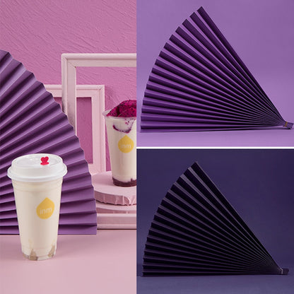 69x39cm Photo Props Hard Cardboard Folding Fan Photography Background Folded Paper(06 Carbon Black) - Paper Cut Props by buy2fix | Online Shopping UK | buy2fix