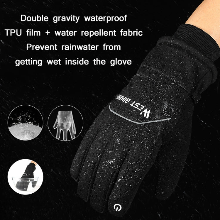 WEST BIKING YP0211221 Winter Warm Fleece Riding Gloves Non-Slip Waterproof Touch Screen Gloves, Size: M(Black) - Cycling Gloves by WEST BIKING | Online Shopping UK | buy2fix