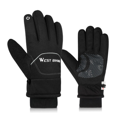 WEST BIKING YP0211221 Winter Warm Fleece Riding Gloves Non-Slip Waterproof Touch Screen Gloves, Size: L(Black) - Cycling Gloves by WEST BIKING | Online Shopping UK | buy2fix