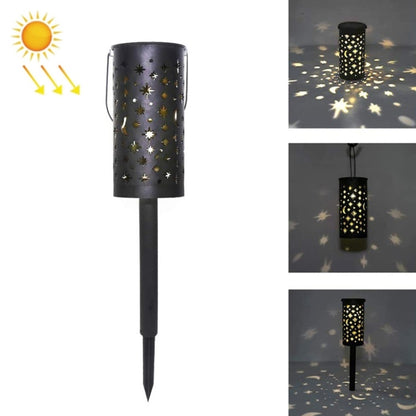 Outdoor Garden Wrought Iron Hollow Stars Moon Lantern Solar LED Lawn Ground Light(Warm Light) by buy2fix