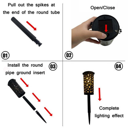 Outdoor Garden Wrought Iron Hollow Stars Moon Lantern Solar LED Lawn Ground Light(Warm Light) by buy2fix