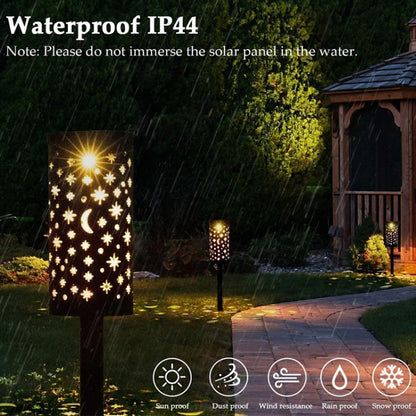 Outdoor Garden Wrought Iron Hollow Stars Moon Lantern Solar LED Lawn Ground Light(Warm Light) by buy2fix