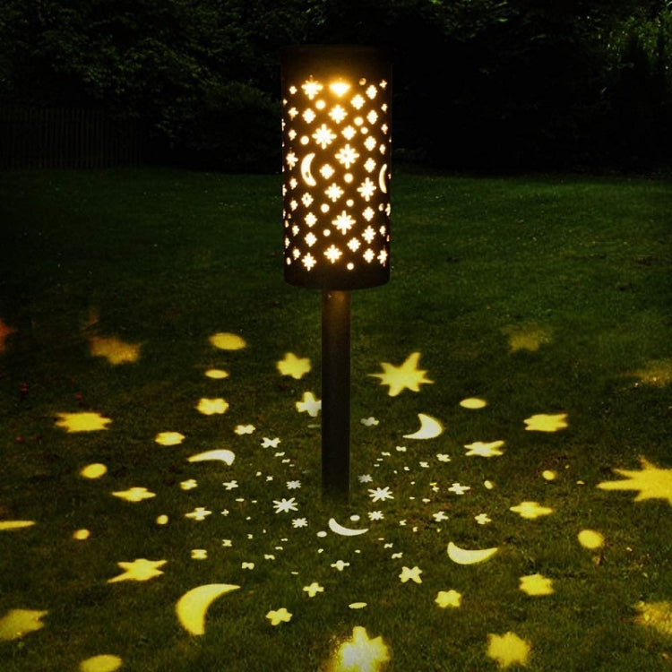 Outdoor Garden Wrought Iron Hollow Stars Moon Lantern Solar LED Lawn Ground Light(Warm Light) by buy2fix