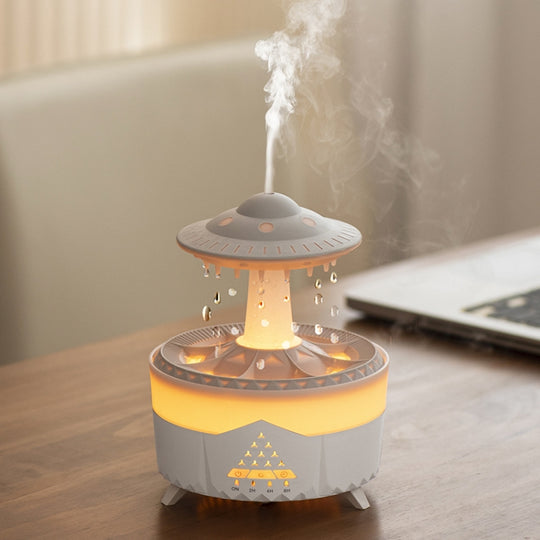 UFO Water Drop Aromatherapy Humidifier Desktop Remote Control Diffuser, Plug: US Plug(White)