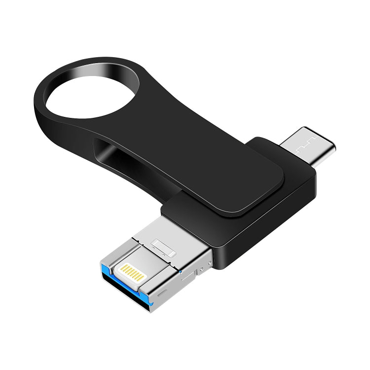 64GB USB 3.0 + 8 Pin + USB-C / Type-C 3 in 1 Mobile Computer Metal U-Disk(Black) by buy2fix