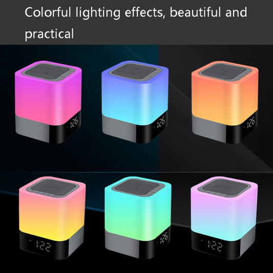 MUSKY Wireless Bluetooth Speaker Bedside Alarm Clock Touch Sensor Night Lamp Mini Speaker(Colorful Light) - Desktop Speaker by buy2fix | Online Shopping UK | buy2fix