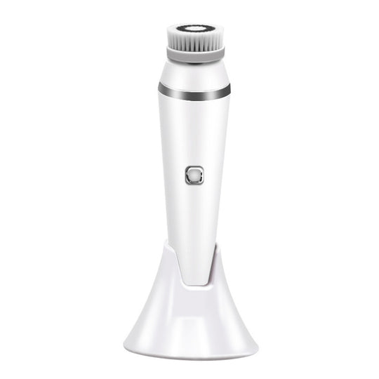 4-In-1 Electric Facial Cleansing Brush To Clean Pores And Blackheads Makeup Remover Brush Waterproof Silicone Cleansing Instrument(White)