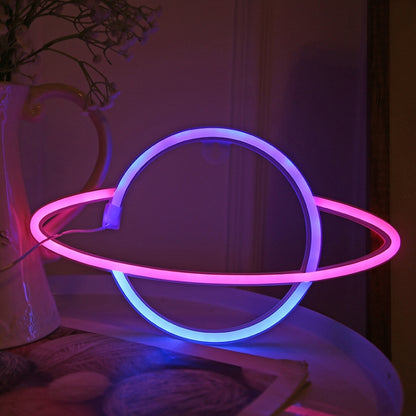 LED Personalized Neon Decorative Light Modeling Light USB Battery Box Dual Purpose, Spec: Planet by buy2fix