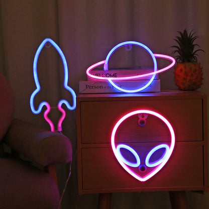 LED Personalized Neon Decorative Light Modeling Light USB Battery Box Dual Purpose, Spec: Planet by buy2fix
