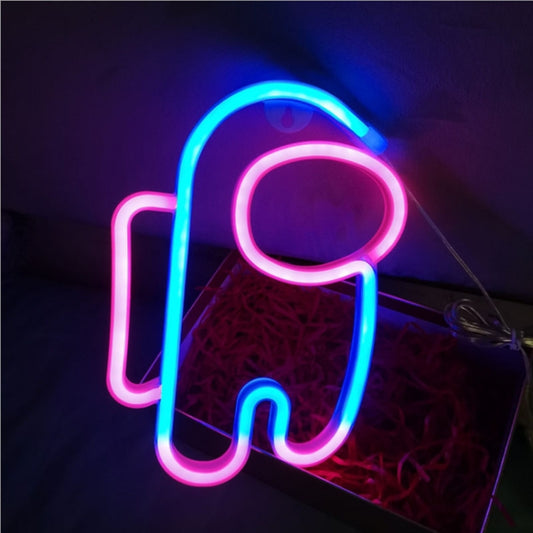 LED Spaceman Neon Modeling Light Room Decoration Lights(Pink+Blue) by buy2fix