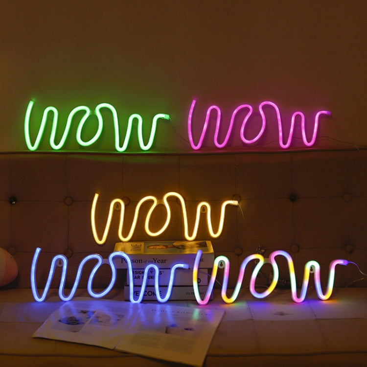 WOW Shape LED Neon Light Wall Hanging Bar Atmosphere Lights(Warm Light) by buy2fix