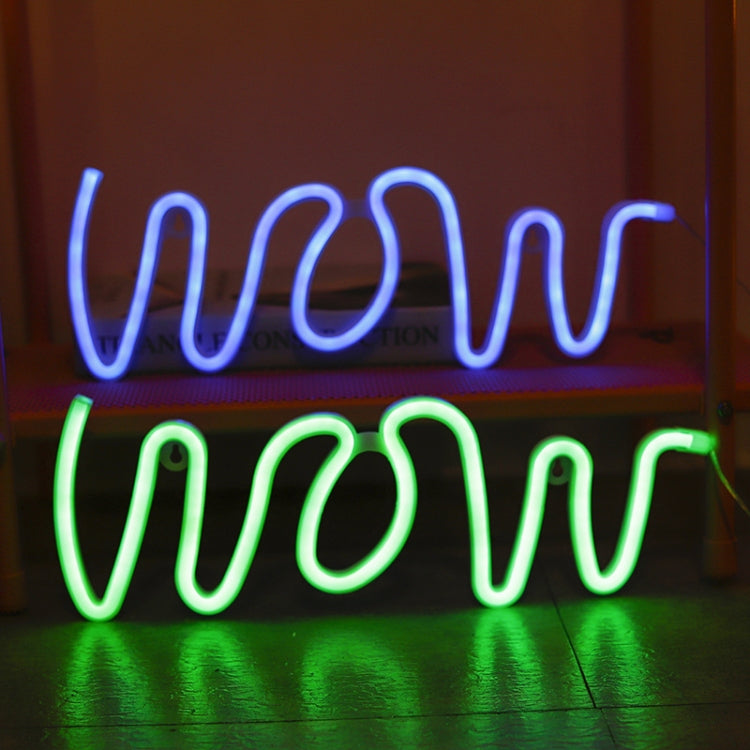 WOW Shape LED Neon Light Wall Hanging Bar Atmosphere Lights(Warm Light) by buy2fix